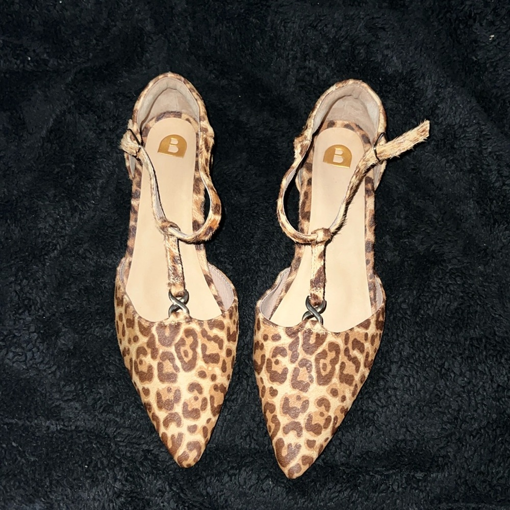 Bared Footwear Leopard-Print Pointed Slingback Flats in Brown